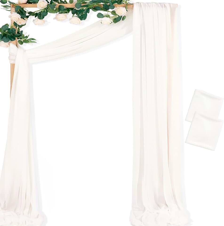 Sheer Wedding Arch Draping Fabric 29" x 20 FT 2 Panels Ivory White