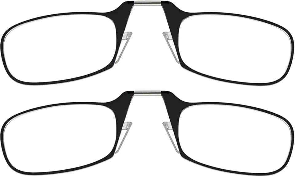 ThinOptics Multi-Pack Reading Glasses - Slim Armless Pocket Readers - 2 Pack Black, 2.0x
