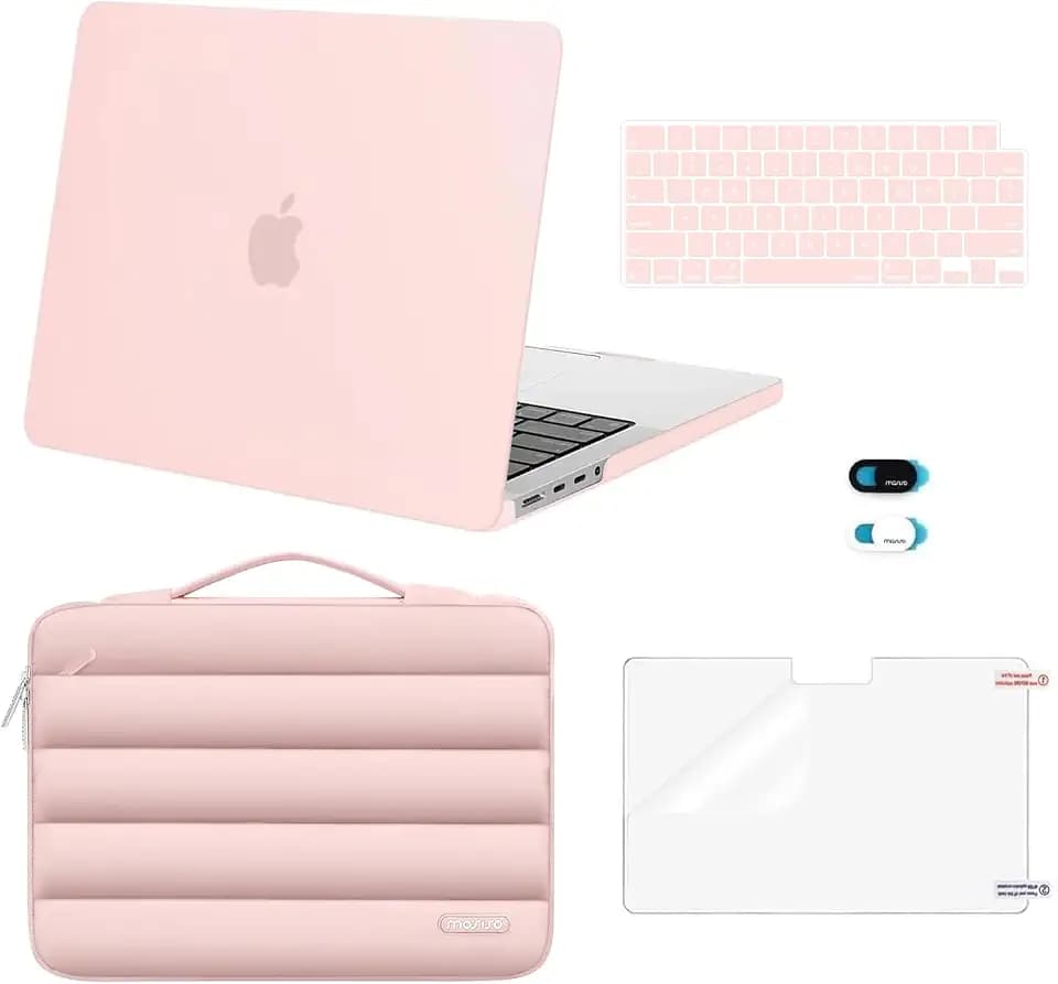 MOSISO Compatible with MacBook Pro 13 inch Case M2 M1 2026-2016, Pink