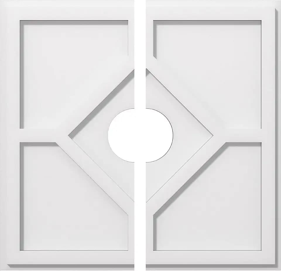 Ekena Millwork CMP20EY2-04000 Embry Architectural Grade PVC Contemporary, Two Piece Urethane Ceiling Medallions 20"OD x 4"ID x 7"C x 1"P
