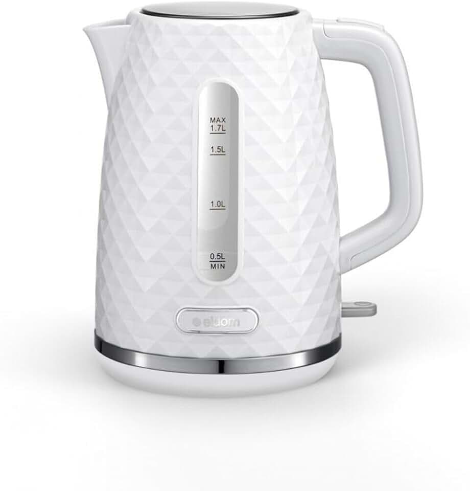 eldom C280 Wasserkocher | 1,7 Liter Kapazität | Retro Teekocher mit 2200W Leistung | 360°-Sockel | Wasserstandsanzeige | herausnehmbarer Kalkfilter | Weiß (Weiß)