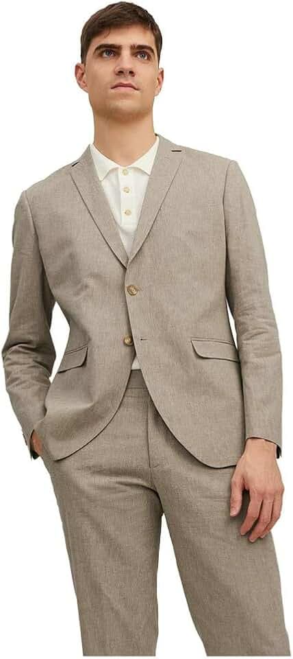 Jack & Jones Herren Jprriviera Linen Blazer Slim Fit Sn Jprriviera Linen Blazer Slim Fit Sn (1er Pack)