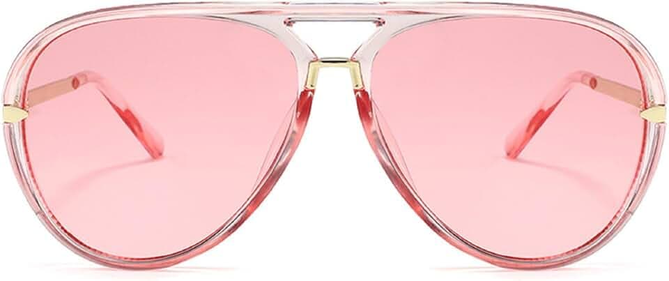 Oversized Pilot Sunglasses Women Fashion Big Frame Sun Glasses Goggle Trendy Metal Frame Oval Shades
