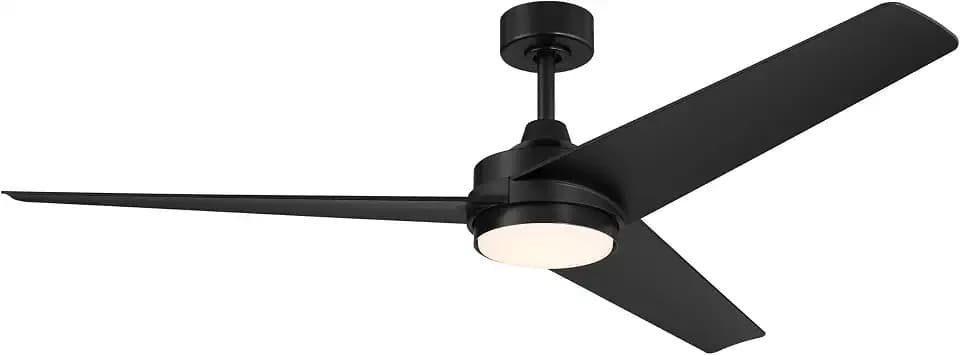 Progress Lighting Velto P250128-31M-30 60-in 3-Blade Indoor Modern Matte Black Smart Ceiling Fan with LED Light and Remote Powered by Bond Home App