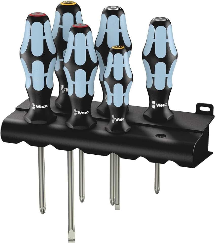 Wera 3334/3350/3355/6 Schraubendrehersatz, Edelstahl + Rack, 6-teilig, 05032063001
