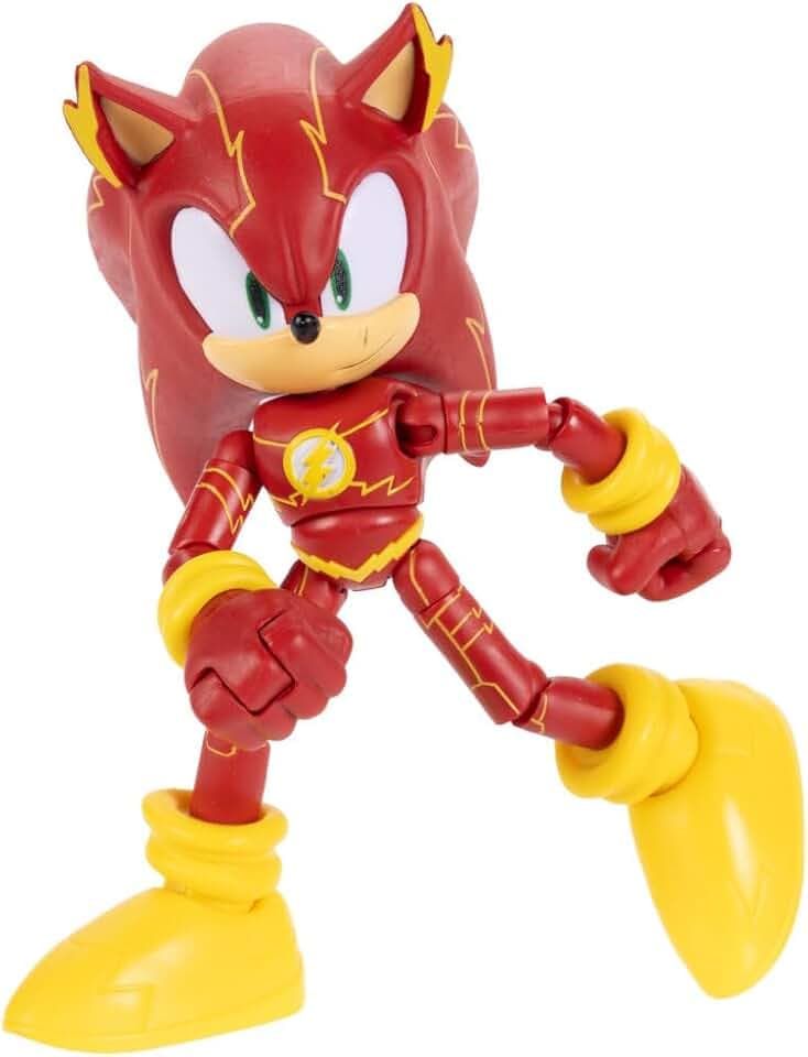 Sonic The Hedgehog DC x Sonic Sonic als The Flash – 13 cm große Actionfigur, offiziell lizenziert von Jakks Pacific, hochbeweglich und detailreich gestaltet, Sammlerverpackung