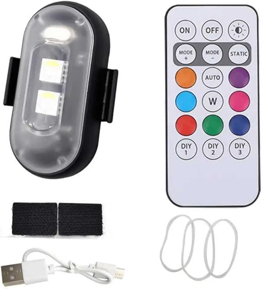 10 Stück Kabellose Led Lichter, 8 Farben Strobe Drone Light, USB-Aufladung Antikollisionslichter, Strobe Drone Light mit Fernbedienung, Wasserdicht Blitzlicht für Motorrad, Drohne,Camping,Angeln