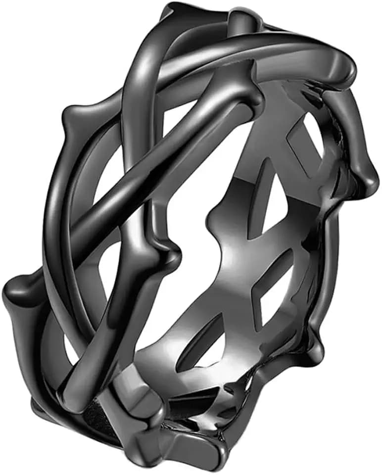 Men's Women's 8MM Stainless Steel Crown of Thorns Ring Tree Vine Branch Wedding Band