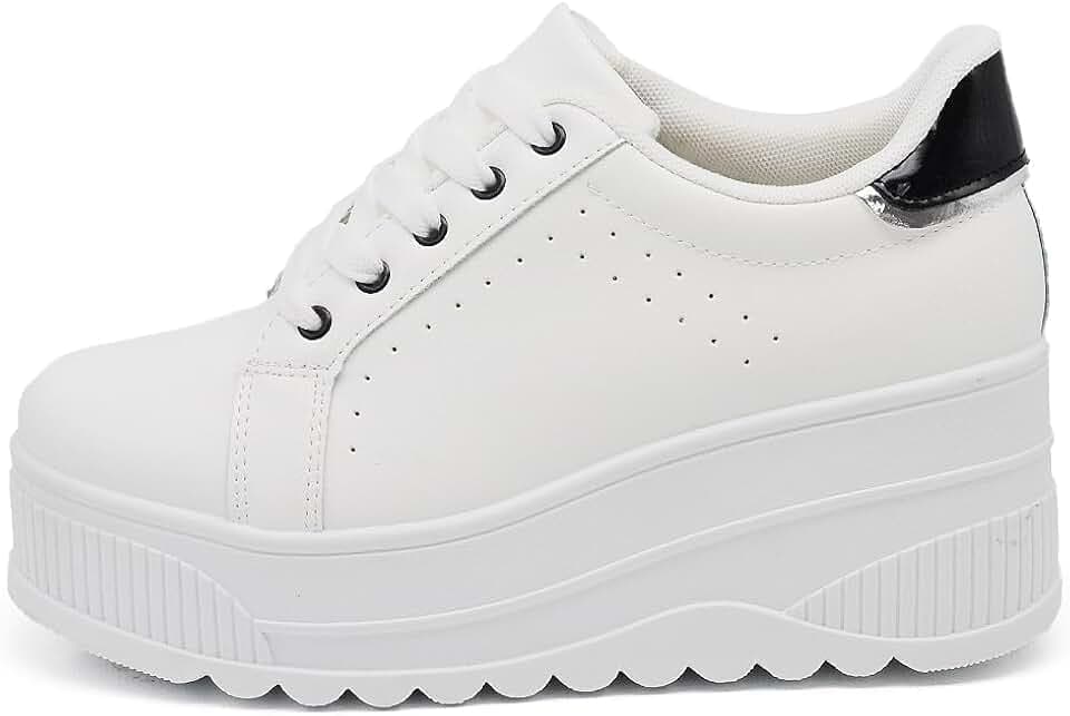 IF900-1 Damen-Turnschuhe, sportlich, lässig, Platform, hoher Keilabsatz, Weiß