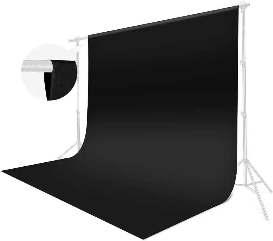 JINSUI Black Backdrop for Photography 10x10 ft, Thick Background Curtain