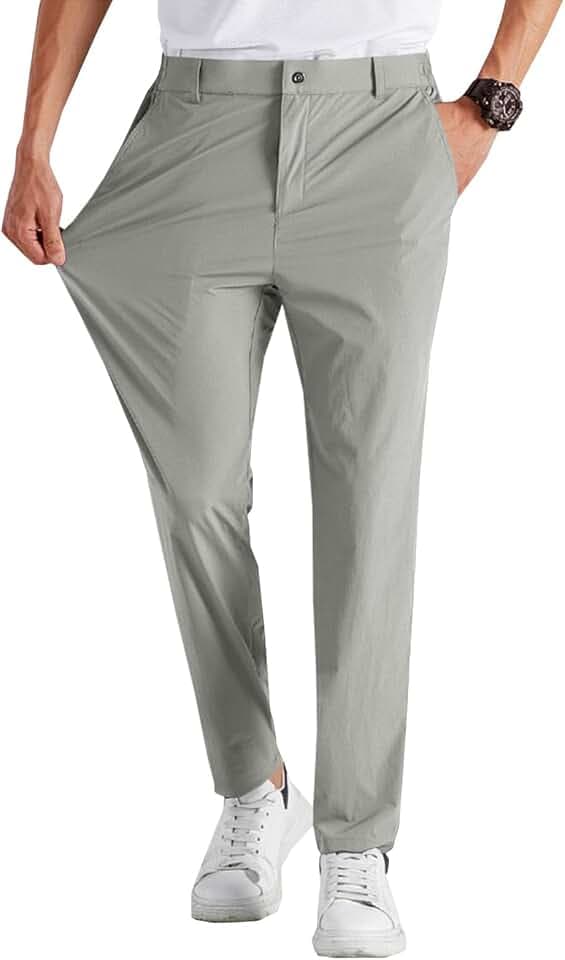 Runcati Mens Stretch Golf Pants Casual Dress Pants Work Trousers