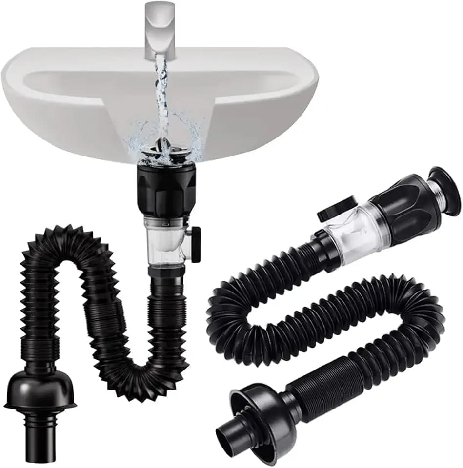Bathroom Sink Drain Kit with Flexible P-Trap Pipe Bathroom Sink Drain Pipe