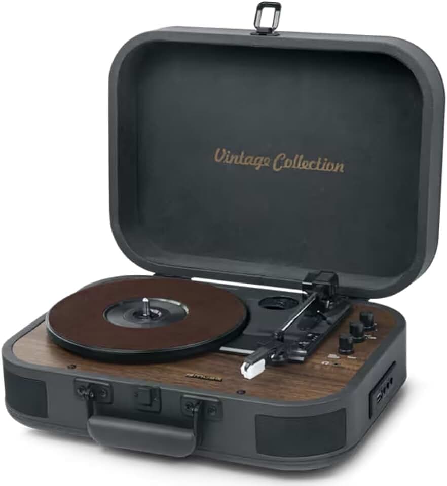 MUSE MT-207 DGB Plattenspieler Bluetooth mit Stereo-Lautsprechern, Schwarz