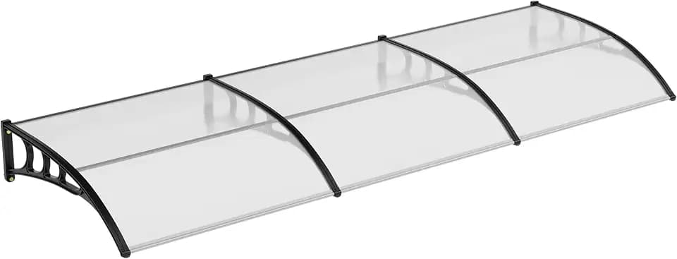 40''x120'' Door Window Awning Canopy, Polycarbonate Exterior Awning with Plastic Steel Bracket, UV Rain Snow Sun Protection, Weatherproof Awning for Door Entrance Window, Clear