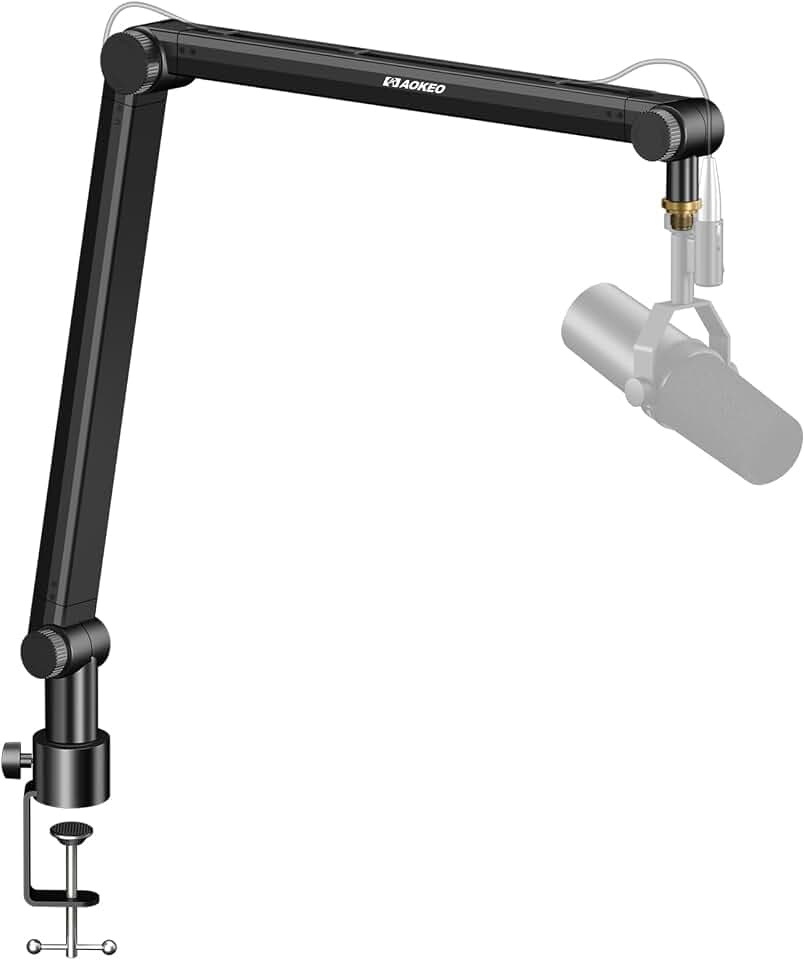 Aokeo AK-48 Microphone Stand Arm for Shure SM7B, Blue Yeti, Blue Snowball, HyperX QuadCast, SoloCast, Elgato Wave, Broadcast, Studio Program Recording