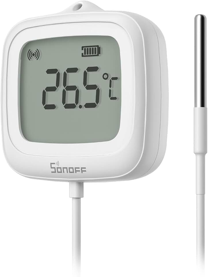 SONOFF SNZB-02LD Zigbee wasserdichter Temperatursensor mit 1,5 m Edelstahlsonde, LCD-Display, -40~115°C Bereich, APP-Überwachung, magnetische Halterung, kompatibel mit Zigbee-Hub