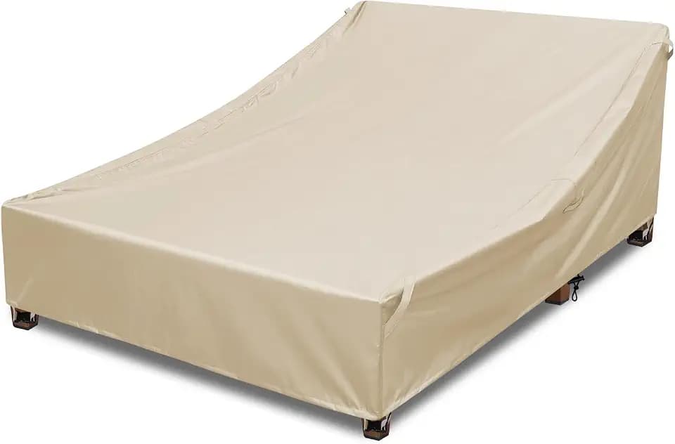 Outdoor Double Chaise Lounge Cover Waterproof, 82Lx57Wx32H Inch