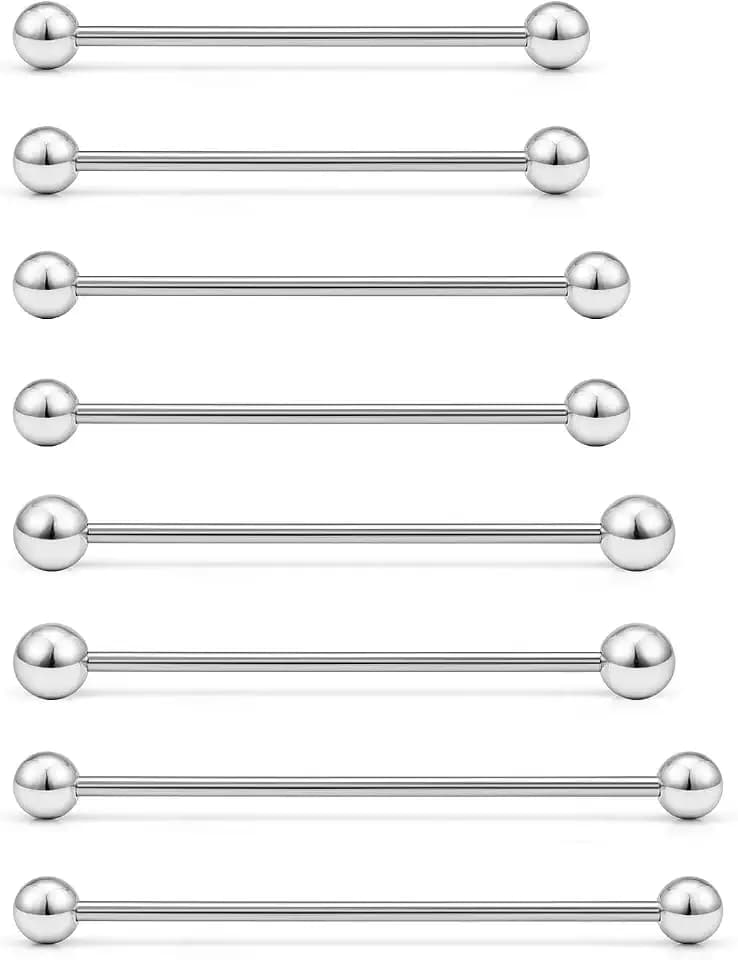 Industrial Piercing Jewelry Surgical Steel Industrial Bar Jewelry Extra Long Mix Sizes Straight Barbell for Women Men 16G 14G Bar Length 35mm/38mm/40mm/45mm
