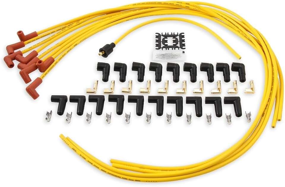 ACCEL 4041 Spark Plug Wire Set - 8mm - Yellow with Orange 90 Degree Boots