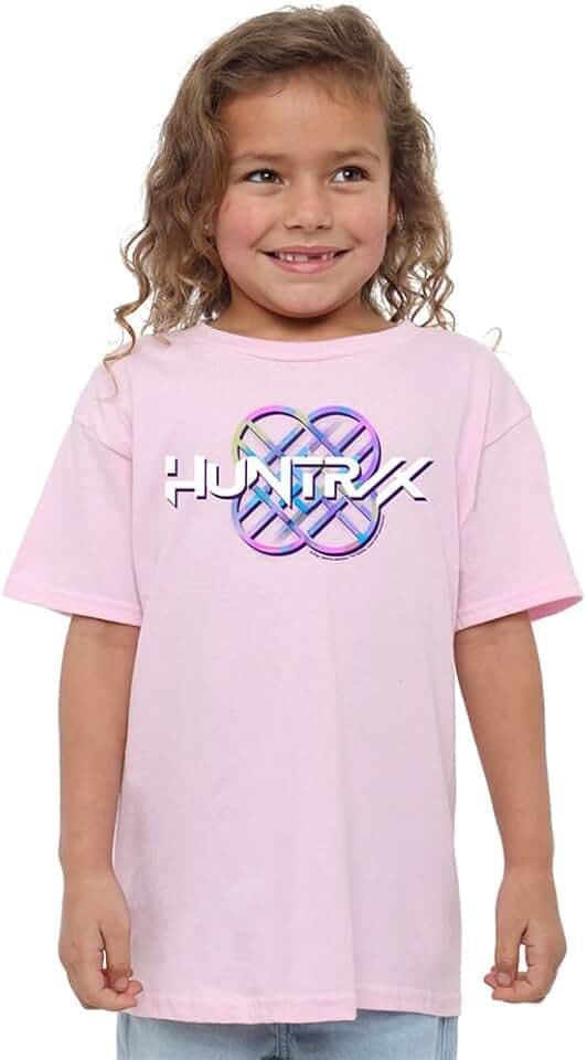 KPop Demon Hunters Unisex Kinder K-pop Demon Hunters - Huntrix Huntr/X Pastel Logo Kids T Shirt, Black T-Shirt (1er Pack)