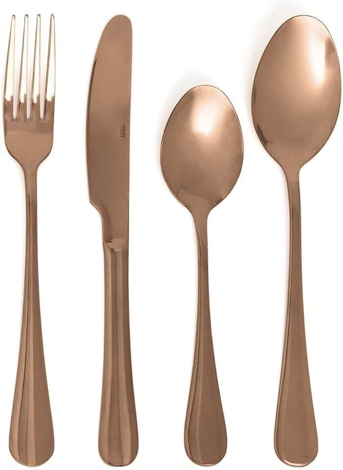 Quid Celebrart Besteck-Set, 24 Teile, Edelstahl, 26 cm - 2 mm, Kupfer | Kupfer, Edelstahl, rechteckige Form, glänzendes Finish, 26 cm - 2 mm