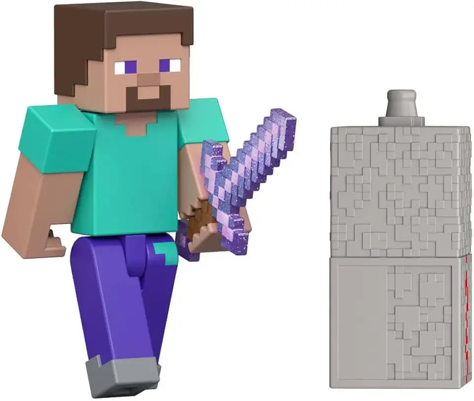 Mattel Minecraft Spielzeug, Steve Actionfigur und Zubehör
