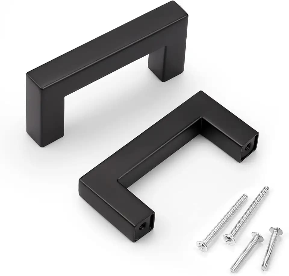 KNOBWELL 20 Pack| 2-1/2 inch Dresser Drawer Pulls Matte Black, 64mm Modern Square Slim Knobs and Pulls for Kitchen Cupboard Bathroom Bedroom Vanity Chest Furniture Pulls