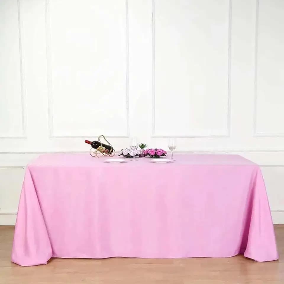 Tableclothsfactory 90 x 132 Inch Pink Rectangle Tablecloth - Linens Polyester Table Cloth, Stain and Wrinkle Resistant Washable Table Cover for Wedding, Party, Banquet, and Restaurant