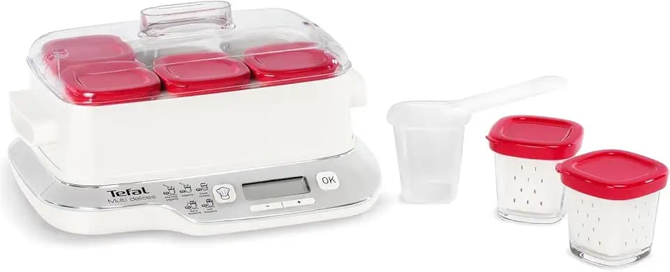 Tefal - Multi Delices Express Joghurtbereiter, 6 Töpfe, kompaktes Format – Rot