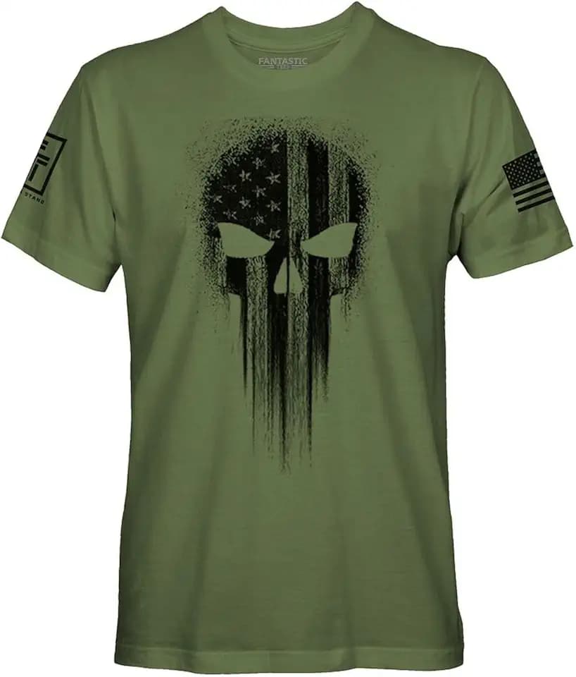 Fantastic Tees USA American Skull Men's Patriotic T-Shirt