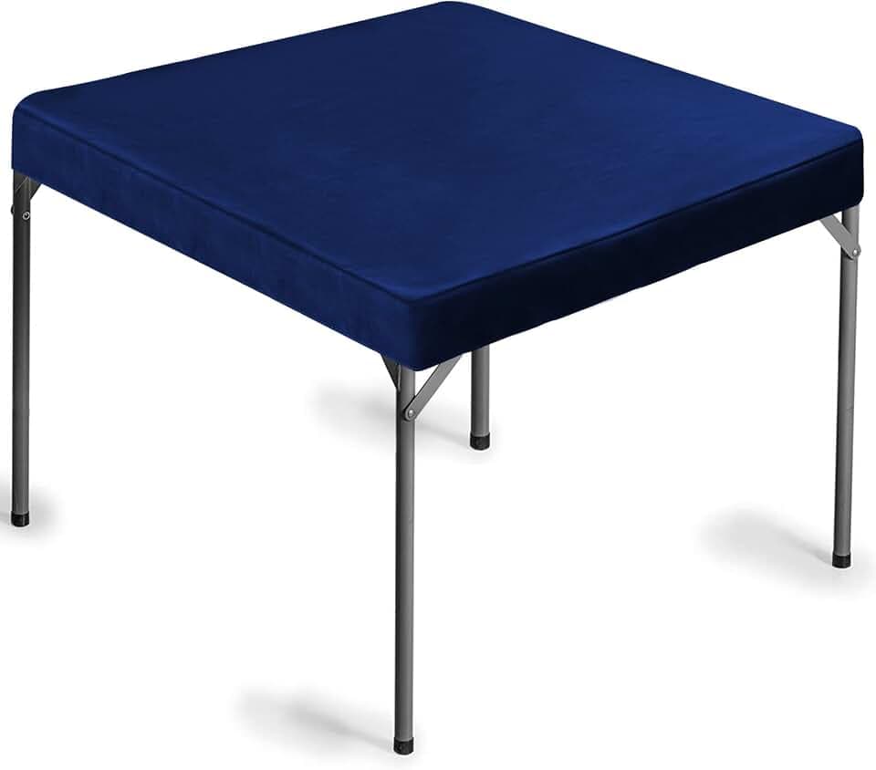Frienda Game Table Cover Felt Game Tablecover Folding Tablecloth for Card for Playing Poker Cards Mahjong Puzzles Board Games, Table Not Included(Blue,34 x 34 x 4 Inch)