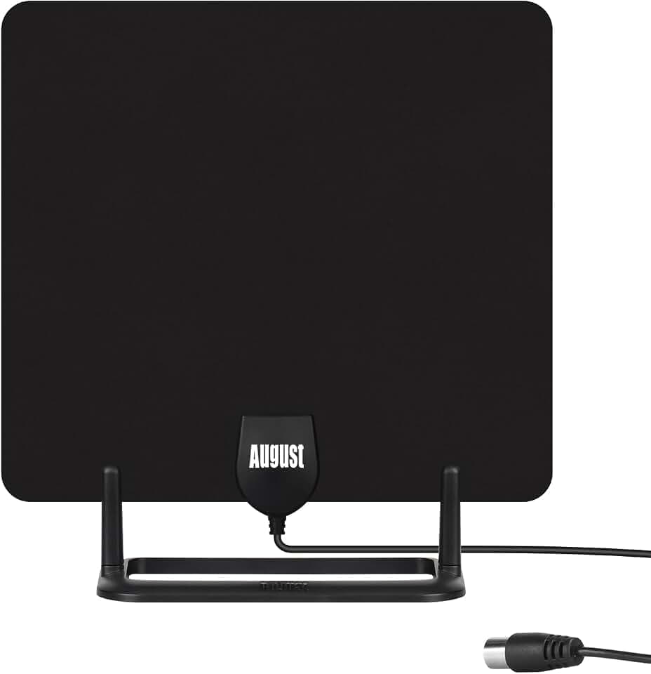 August DTA450 DVB-T/DVB-T2 Antenne mit Standfuß & Klebepad-3m Koaxial Kabel