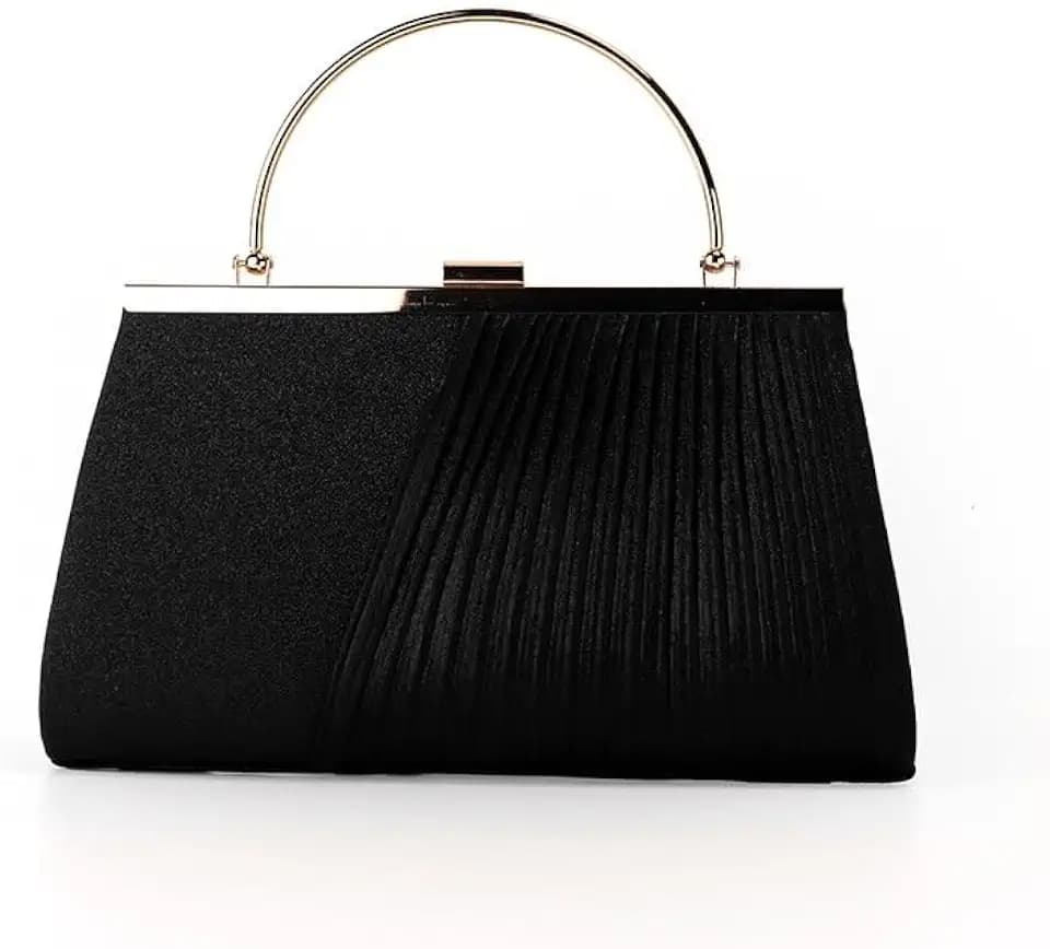 Handbags for Formal Wedding Party， Clutch Purses for Women Pleated Evening Handbag, Sparkly Handbag with Chain