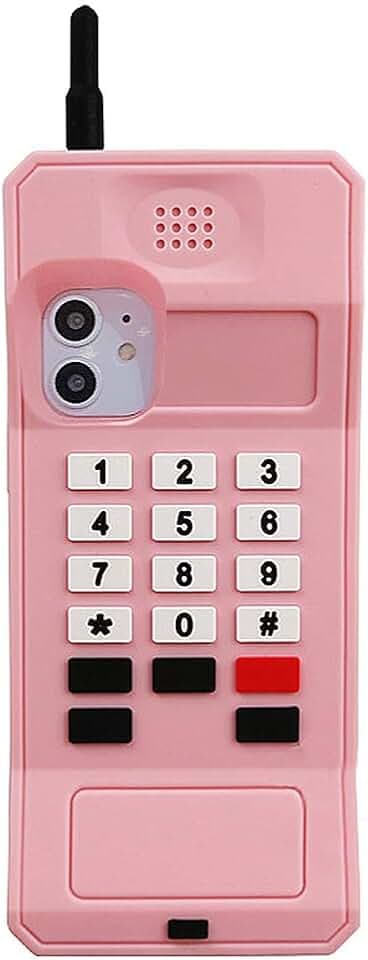 UnnFiko 3D Silicone Case Compatible with iPhone 15 Plus, Retro Classic Creative Soft Rubber Bumper Cover Cool Fun Thick Protective Stand Case (Retro Cellphone Pink, iPhone 15 Plus)