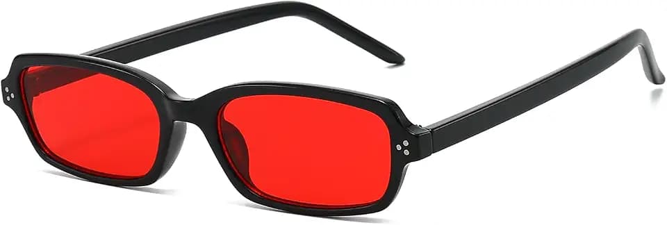 LJCZKA Retro Rechteckige Sonnenbrille für Damen Herren Klein Schmal Sonnenbrille Mode Eckig Brille 90er Jahre mit UV400 Schutz
