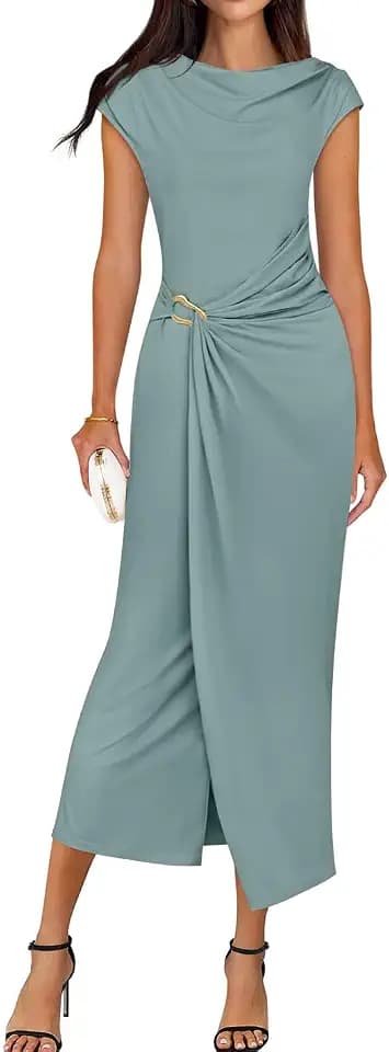 ZESICA Women's Summer Cap Sleeve Wedding Guest Cocktail Midi Dress