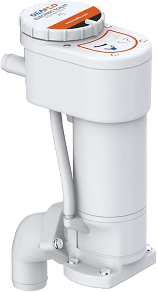 SEAFLO 12V Manual to Electric Marine Toilet Conversion Kit - 12V, 5.0 GPM, Self Priming Macerator Electric Flush, Fits Compact and Regular Marine Heads SFMTE1-02 SFMTE1-02-R 4 Year Warranty