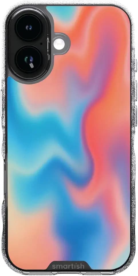 Smartish iPhone 17 MagSafe Clear Case - Gripmunk [Lightweight + Protective] Thin Grip Cover - Liquid Sky - Drop Tested 6FT, Slim Clear Transparent, Pink Blue Cute - Fits iPhone 17