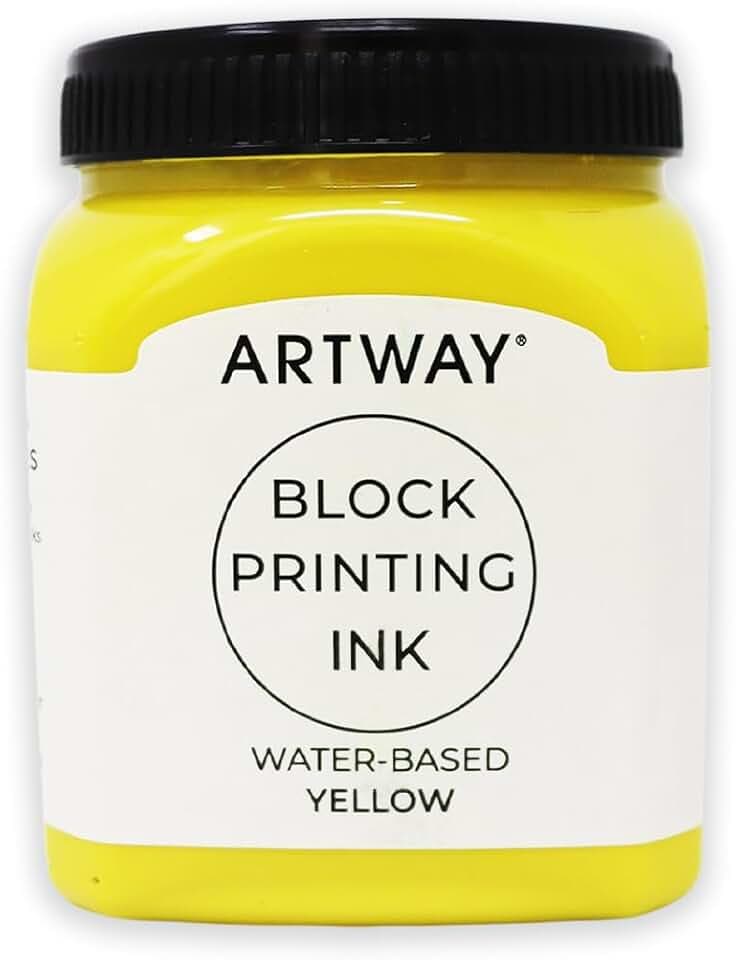 Artway Premium Blockdrucktinte - 250ml - Gelb - Ideal für Relief, Block und Linoldrucke
