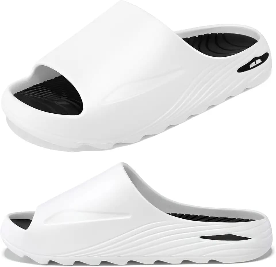 Mens Recovery Slides - Orthotic Arch Support Sandals for Plantar Fasciitis,Comfortable Cushioned Sport Slides with Open Toe, Reduces Foot & Joint Stress, Size7-13