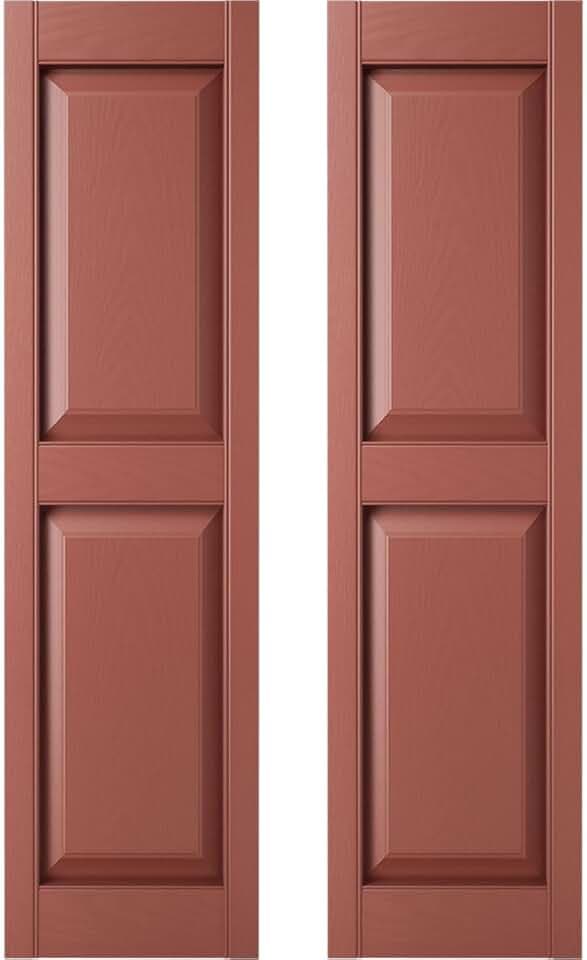 Builders Edge 14.75 in. W x 59 in. H Builders Edge, Standard Two Equal Panels, Raised Panel Shutters, Includes Matching Installation Spikes (Per Pair), 027 - Burgundy Red