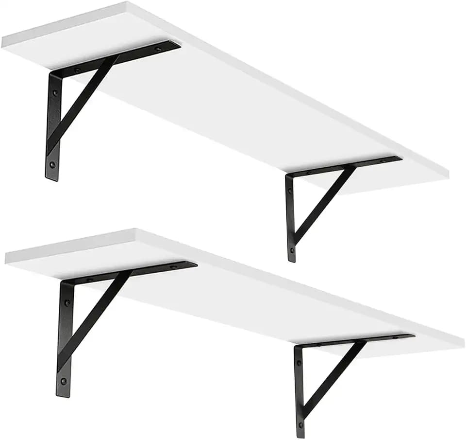 DINZI LVJ Wall Shelves, 23.6" Long Floating Shelves with Metal Brackets