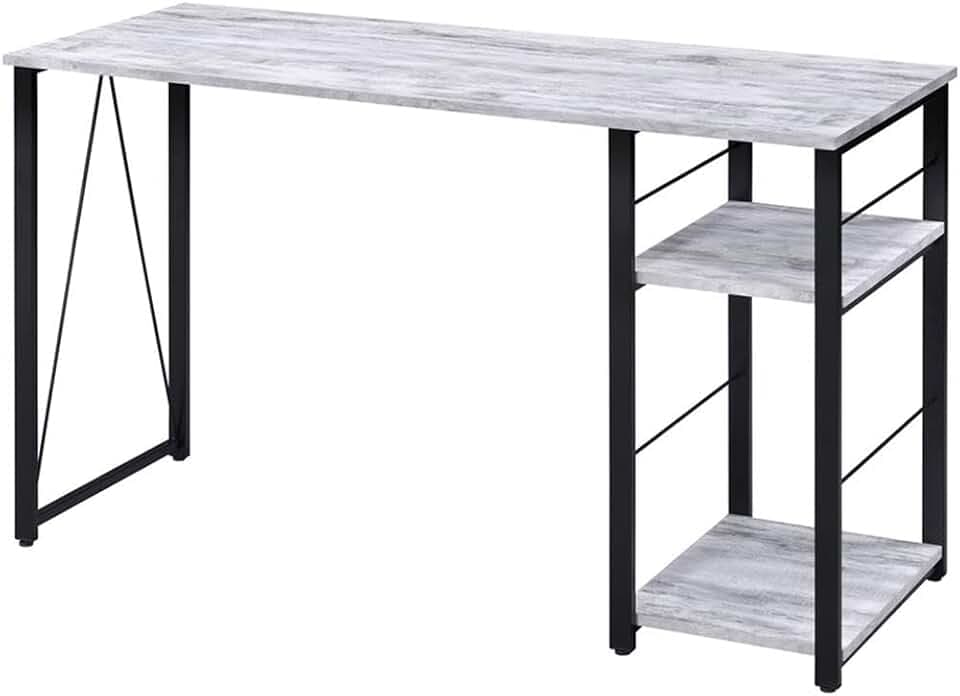 Acme Vadna Writing Desk in Weathered White & Black Finish
