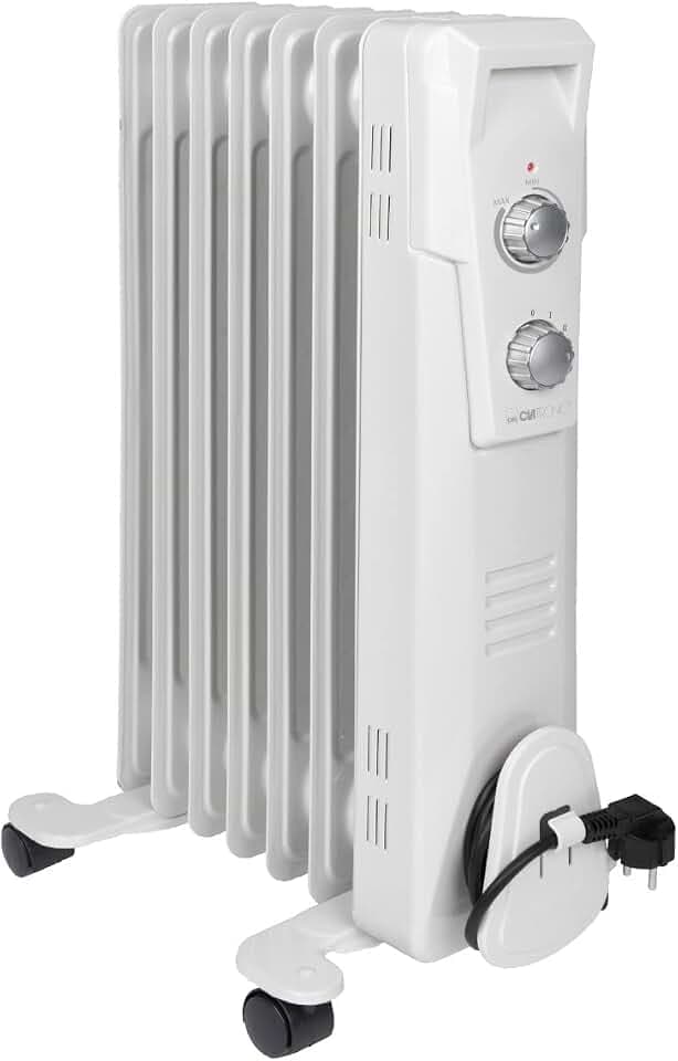 Clatronic® Ölradiator | Effiziente mobile Heizung | elektrische Heizung mit 7 Rippen | Radiator mit 3 Leistungsstufen | Slimline Heizkörper | bis zu 30qm | 1500 Watt | RA 3735