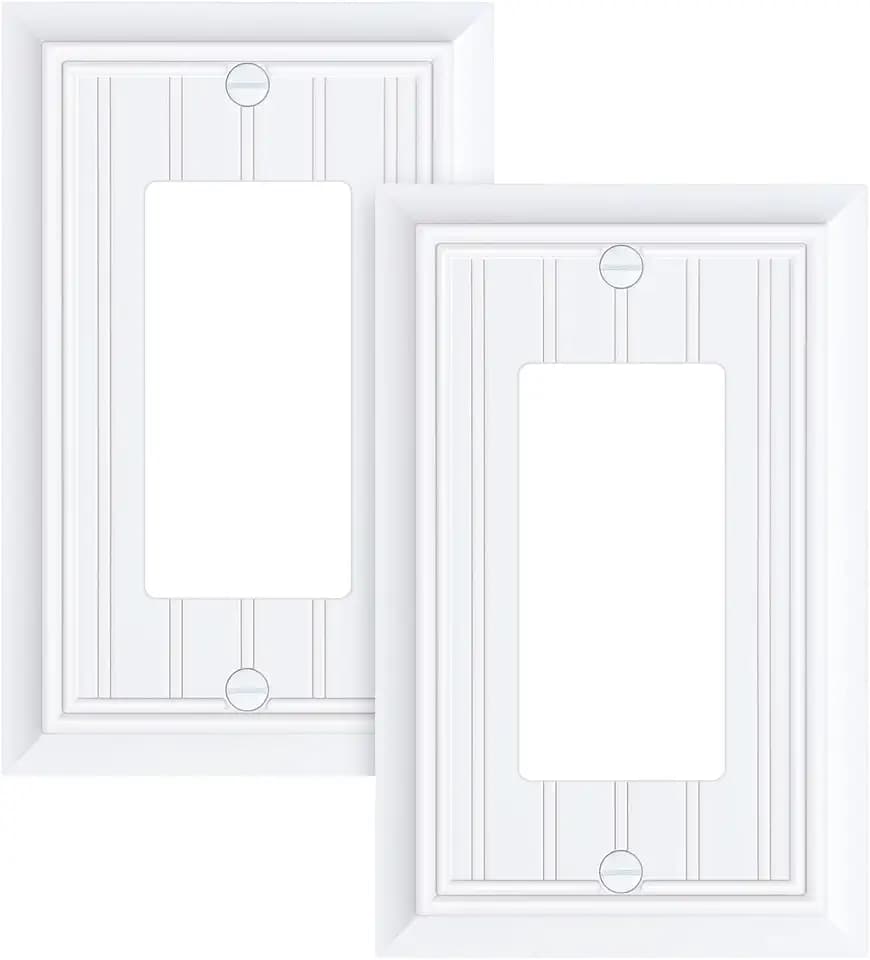 2-Pack Classic Beadboard Natural Bamboo Fiber Decorator Wall Plate Cover