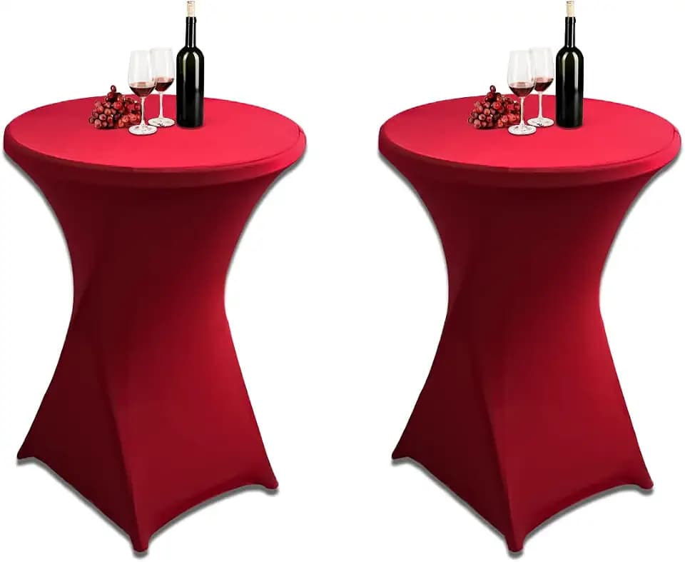 DYOUen 2 Stück Stretch Stehtisch Hussen, Elastische Hussen für Stehtische Ø 80 – 85 cm Weihnachten,Maschinenwaschbar bis 40°C Bar Counter, Runde Tisch Hochzeit, Geburtstagsfeier (Rot, XL-2)