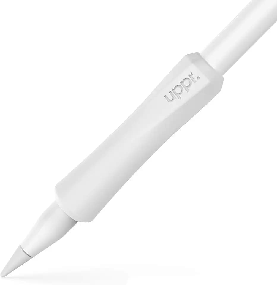 UPPERCASE Designs NimbleGrip Ergonomischer Premium-Griffhalter aus Silikon, Doppelseitiges Design, Kompatibel Mit Apple Pencil 1. Generation und Apple Pencil 2. Generation (Weiß, 2 Pack)