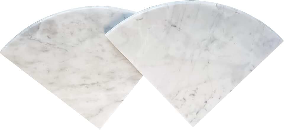 2 pcs Marble Shower Corner Shelf for Bathroom, 9 Inch x 9Inch Gray Veins and Soft White Marble Corner Shelves for Bath Wall Mounted Both Side Polished