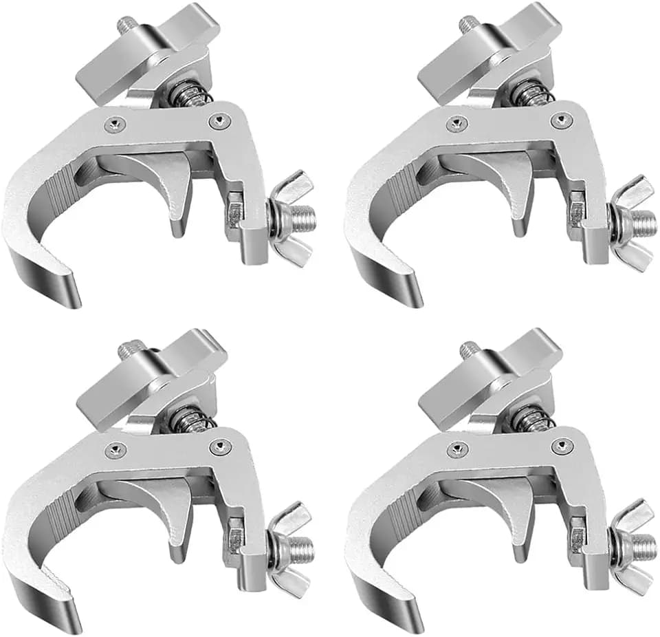 4Pack Heavy Duty Stage Lighting Clamp Hooks, Aluminum Premium Pro Truss Clamps for Use on 1.57-2.36 inch Trusses, 330 lb Weight Capacity for Use in Moving Head Stage Lighting Fixtures