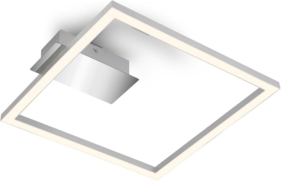BRILONER - LED Deckenlampe Frame, LED Deckenleuchte mit warmweißer Lichtfarbe, 14W, 1400 Lumen, Lampe, Wohnzimmerlampe, Schlafzimmerlampe, Flurlampe, 265x250x45 mm (LxBxH), Chrom-Matt